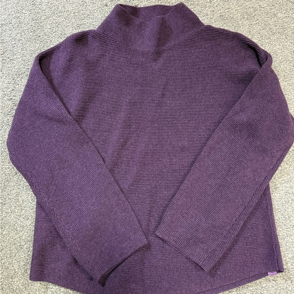 Lululemon Women Ribbed Knit Boxy Cotton-Blend Mock Neck Sweater Purple Size XS/S - Picture 2 of 4